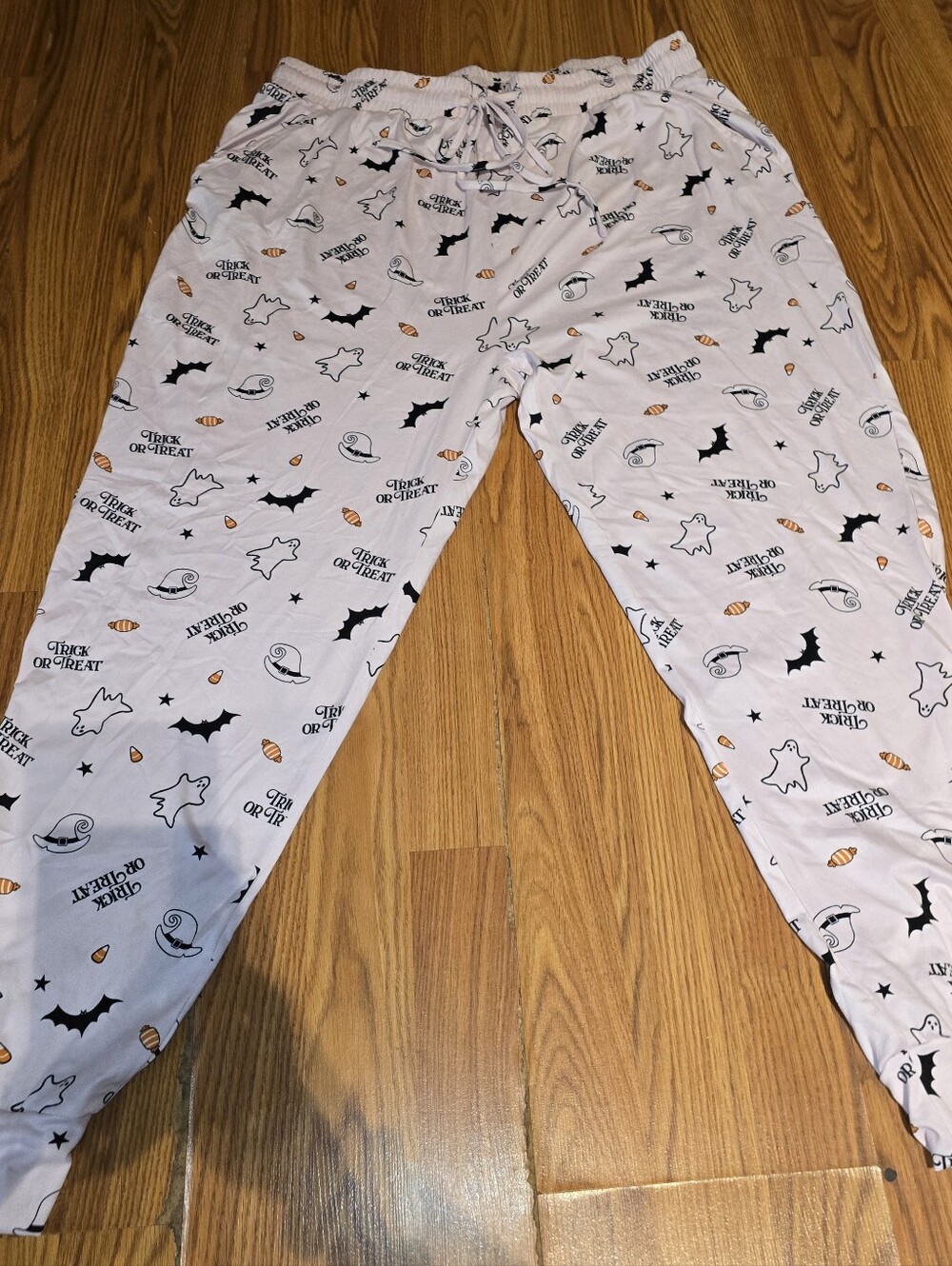 Halloween Ghost & Bat Lounge Pants - Pink Candy Corn Print